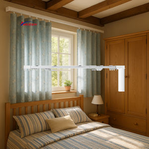 Tringles à rideaux motorisées ARODDY 2,5-4,5 m en métal blanc avec télécommande, système <span class=keywords><strong>de</strong></span> glisse et accessoires, <span class=keywords><strong>rail</strong></span> <span class=keywords><strong>de</strong></span> <span class=keywords><strong>rideau</strong></span> automatisé compatible Homekit - Product Image 1