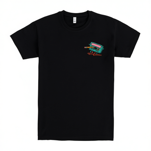 T-shirt Unkind Rewind nera con stampa grafica piccola, abbigliamento casual - Product Image 2