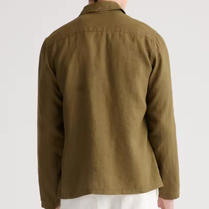 <span class=keywords><strong>Giacca</strong></span> camicia di <span class=keywords><strong>lino</strong></span> 100% personalizzata per gli uomini manica lunga camicia da <span class=keywords><strong>uomo</strong></span> estate comoda camicetta intrecciata camicetta - Product Image 2