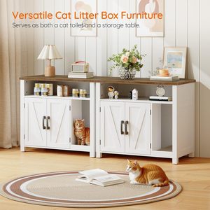 Modern minimalist wooden indoor concealed <b>cat</b> <b>litter</b> enclosure, multi-functional indoor <b>cat</b> house, customizable <b>cat</b> toilet. - Product Image 2