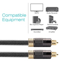 Câble audio numérique optique Toslink coaxial à paire torsadée, plaqué or, PVC noir tressé, mâle-mâle, fibre optique haute vitesse pour projecteur