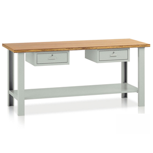 Tecnotelai Établi classique avec 2 tiroirs et plateau en bois 2000x750x900mm - Product Image 1