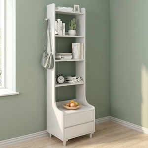 Modern White <b>Corner</b> Bookshelf 5-Tier With Back Panel Space Saving <b>Storage</b> <b>Unit</b> For Bedroom Home Furniture - Product Image 4