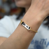 Collier et bracelet tendance pour couple, motif œil laser DIY, perle sportive, cadeau très vendu