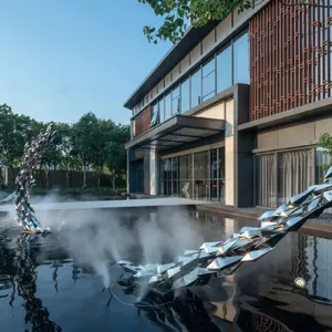 대형 금속 공예 예술 광택 동상 현대 정원 예술 스테인레스 스틸 야외 용 조각