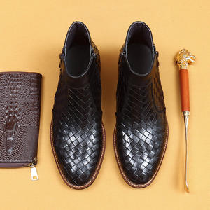 Bottes à lacets en cuir véritable pour hommes, de haute qualité, à semelle épaisse, style britannique, décontractées et professionnelles, avec semelle extérieure en caoutchouc - Product Image 2