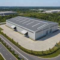 Entrepôt à grande portée en structure métallique conforme à la norme EN 1090, conçu pour les charges de vent, atelier métallique préfabriqué, bâtiment de stockage, garage, hangar