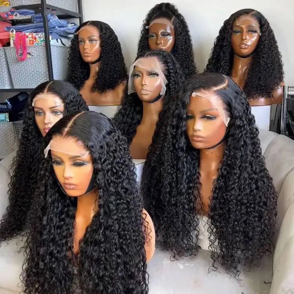 28 pollici HD parrucche di capelli umani in pizzo vergine brasiliano parrucche con onde profonde ricce trasparenti di pizzo anteriore capelli umani per donne di colore
