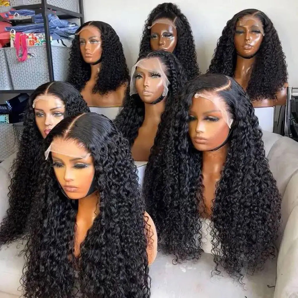 Perruques de Cheveux Humains Brésiliens Full Virgin HD Lace de 28 pouces Deep Wave Curly Transparent Lace Front Perruques de Cheveux Humains pour les Femmes Noires