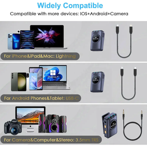 2mic Micro không dây máy ảnh điện thoại 3 trong 1 vlog phỏng vấn dòng sống Micro không dây đồng xu ve áo Clip Lavalier Micro - Product Image 6