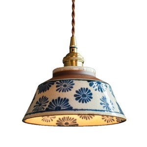 Lámpara colgante de cerámica Tasty, diseño floral bajo esmalte, redonda, E27, para comedor - Product Image 4