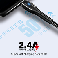 2024 vente chaude câble usb type-c port 2.4A charge rapide avec lumière pour android pour téléphone portable