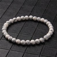 Pulseras de cuentas de piedra natural de 6mm, pulsera de cuerda elástica de ágata, pulseras de cuentas de piedras preciosas para mujeres y hombres