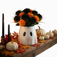 Seau d'Halloween Bohui : Décoration Amusante, Ornement, Cadeau pour Fête en Extérieur, Pots de Fleurs Artificiels, Plantes en Matériau PP Léger