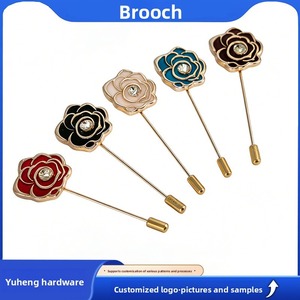 Broche rétro pour homme, style coréen, petite broche de costume, bijou à épingle simple, camélia, corsage, en stock - Product Image 2