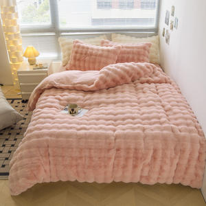 Juego de Funda Nórdica de Cuatro Piezas de Algodón Puro Teñido con Hilo, Grueso y Cálido, con Cremallera, Diseño de Dibujos Animados de <span class=keywords><strong>Invierno</strong></span> de Alta Gama, Hecho a Medida para Bodas - Product Image 4