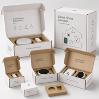 Ensemble de boîtes en carton ondulé pour l'expédition d'appareils connectés, avec insert en mousse et aménagement protecteur pour le merchandising