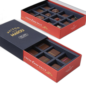 กล่องกระดาษบรรจุภัณฑ์ช็อกโกแลตรูปสี่เหลี่ยมผืนผ้า MJJ พร้อมช่องและริบบิ้นสำหรับบรรจุภัณฑ์อาหาร คุกกี้ กล่องของขวัญคริส<span class=keywords><strong>ต</strong></span>์มาส - Product Image 4