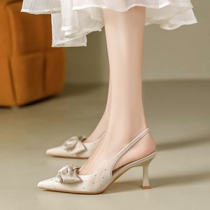 Non-slip Empty Pointy Women's Slender <b>Heels</b> Not Tired Feet Sweet Bow Summer - Product Image 4