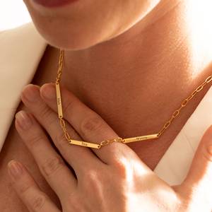 Collana Personalizzata in Acciaio Inossidabile con Mini Barra Incisa, <span class=keywords><strong>Nomi</strong></span> dei <span class=keywords><strong>Bambini</strong></span>, Ciondoli Multipli, Regalo per la Famiglia, Regalo per la Mamma, Regalo di Natale - Product Image 4