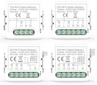 Modulo Interruttore Luce Smart WiFi a 4 Gang, Controllo a 2 Vie, 10A 240V, Compatibile Tuya Smart e Smart Life, Nessun Neutro Richiesto