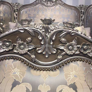 Palais italien meubles français bois massif sculpté peinture craquelée rococo 2m lit double 1.8m mariage sculpté lit traîneau - Product Image 5