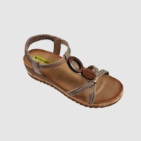 Sandales compensées à semelle épaisse pour femmes, avec bride en T et décoration en bois, bout ouvert, bande élastique, confortables et légères