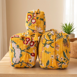 Factory Custom High Quality Eco-Friendly Cotton Zipper Reusable Water Resistant Portable Soft Floral Large Capacity <b>Makeup</b> - Product Image 1