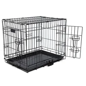 Fabricante plegable 18/24/30/36/42/48 pulgadas jaulas y cajas para perros gratis Jaulas para perros de hierro perreras de metal jaula para perros