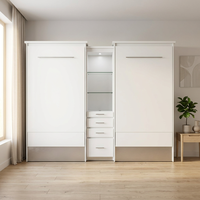 Lit Murphy moderne pliable et réglable Illusion Murphy avec structure en bois et en acier, tailles Full/Queen/King