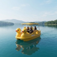 Bateau à pédales en plastique et fibre de verre jaune Meierya M-096 pour lacs et rivières, jeux aquatiques