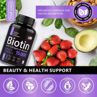 Capsules de biotine 15000 mcg, soutient la santé des cheveux, de la peau et des ongles, complément alimentaire à base de plantes