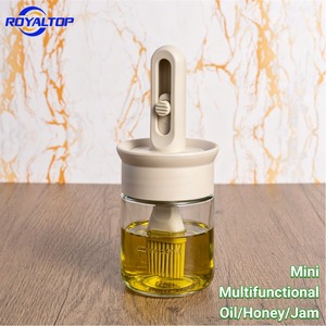 Récipient de stockage pour la cuisine, couvercle anti-fuite, pot en verre rond de 150 ml/5 oz avec brosse en silicone pour l'huile d'olive, le miel, la confiture - Product Image 3