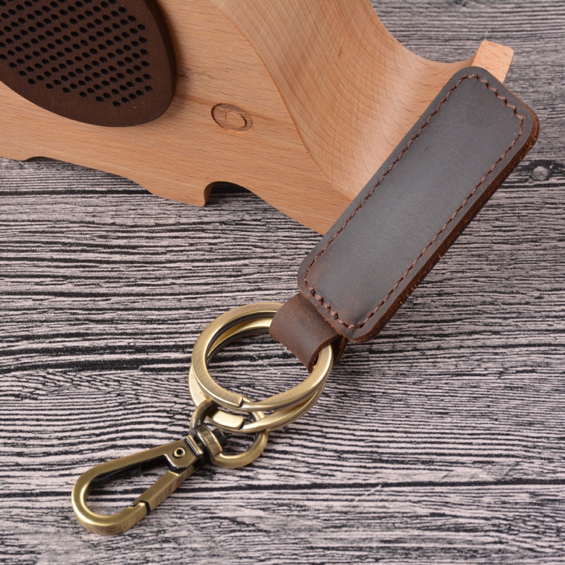 Crazy horse marron-double anneau