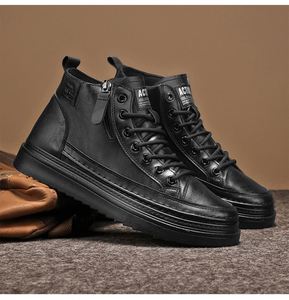 New Men Leather Boots Spring Comfortable Soft Sole High <b>Top</b> Work Shoes Classic Business Casual Ankle Boots Sneakers Botas Hombre - Product Image 3