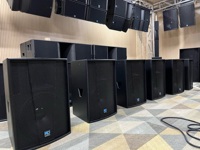 Speaker Monitor Panggung Profesional Pasif Full-range 15 inci 15+ 450W dengan Horn Putar, Kayu Lapis Birch, Amplifier Eksternal