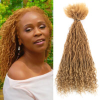 Professionnel 27 #   Extensions de cheveux dreadlocks bouclées intercroisées 18 pouces 0,2 cm, faits à la main, fournisseur en gros