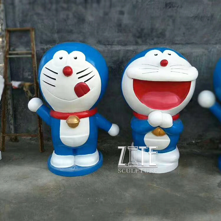 屋外用実物大ファイバーグラス製漫画キャラクター彫刻樹脂製ドラえもん