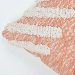 Funda de Cojín con Textura Crewel Hecha a Mano, Estilo Boho, Color Marfil y Naranja, con Flecos y Ribete de Encaje, para Sofá, Hotel, Decoración del Hogar - Product Image 4