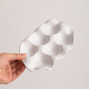 Porte-œufs <span class=keywords><strong>en</strong></span> céramique blanche, plateau de service, support à œufs, passe au lave-vaisselle, accessoires de cuisine, outil à œufs d'usine, best-seller - Product Image 5