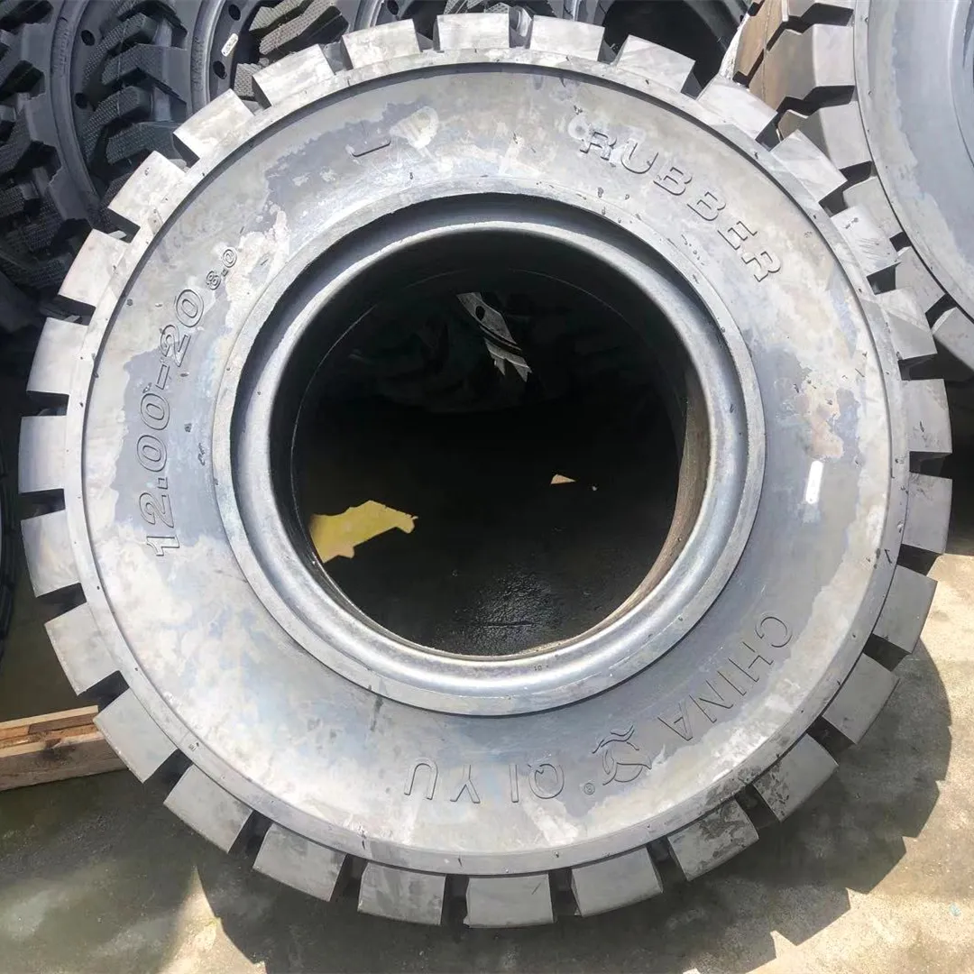 solid tire 10.00-20 12.00-24 12.00-20 14.00-24 rubber tyre for trailers forklifts telehandlers manufacturer
