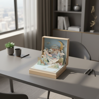 Boîte à gâteaux de lune 3D avec structure animée, emballage cadeau carré en papier pour gâteaux de festival