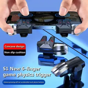 Disparador de juego de 6 dedos para teléfono móvil S1 ABS para PUBG Aim <span class=keywords><strong>Shooter</strong></span> L1R1, botón de tecla de aleación, Gamepad, controlador de Joystick para IOS y Android - Product Image 2