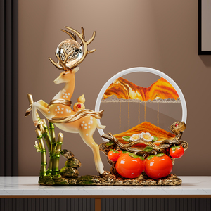 Décoration artistique en sable Lucky Deer, cadeau de déménagement pour la décoration du salon et du meuble TV - Product Image 3
