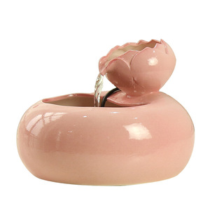 Fuente de agua para gatos de cerámica con diseño de loto rosa, fuente automática de circulación para mascotas de escritorio para gatos - Product Image 5