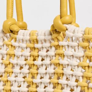 Women's Crochet Striped Tote Bag Large <b>Shoulder</b> <b>Straps</b> Custom Open Top Weekender Handbags Travel Spring Summer Autumn Portable - Product Image 2