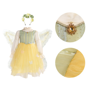 زي فراشة أصفر-أخضر للأطفال في مرحلة ما قبل المدرسة مع أجنحة وعصابة رأس لحفلات الربيع - Product Image 3