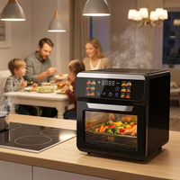 Oven Air Fryer Digital 11L Kapasitas Besar 1500W untuk 5-6 Orang, Pintu Kaca Transparan, Rak Dua Lapis, untuk Memasak Sehat