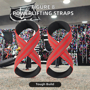 Men's Heavy Duty Figure 8 Loop <b>Powerlifting</b> Wrist Straps Nylon Fitness Pull Wrist Wrap <b>Belt</b> for Deadlifts - Product Image 2