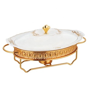 Réchaud à alcool en céramique <span class=keywords><strong>ovale</strong></span> avec support en fer pour réchaud à alcool, équipement de cuisson commercial - Product Image 1